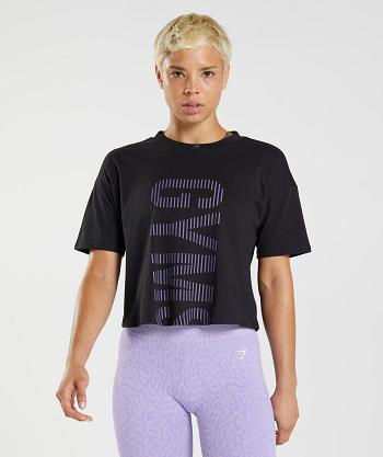 Gymshark 315 Midi Ženske T Shirts Crne Ljubičaste | HR 3259OKI